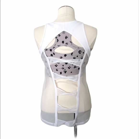 VICTORIA SPORT Twisted Mash Back Workout Tank Top Sleeveless White Sz XS - Picture 5 of 14